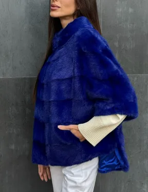 Синяя норковая кофта на молнии