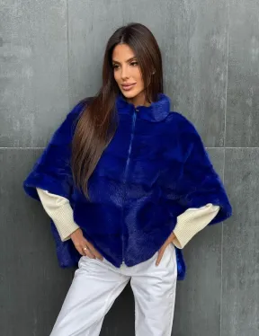 Синяя норковая кофта на молнии