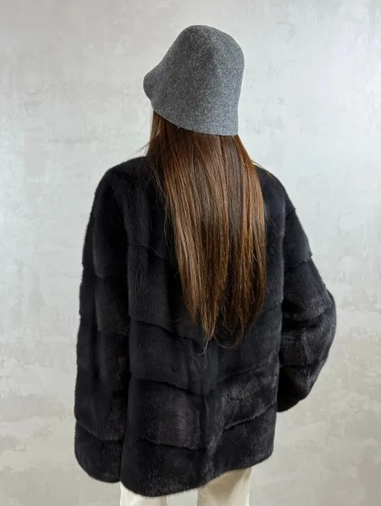 Полушубок норковый - темный графит