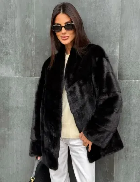 Черный норковый полушубок