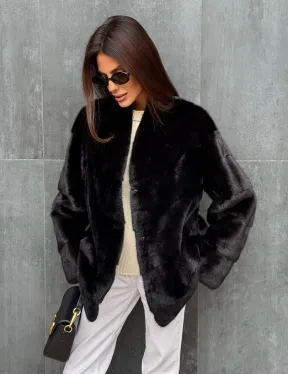 Черный норковый полушубок