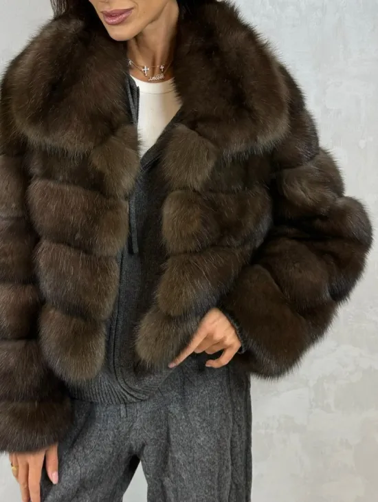 Короткая шуба из баргузинского соболя