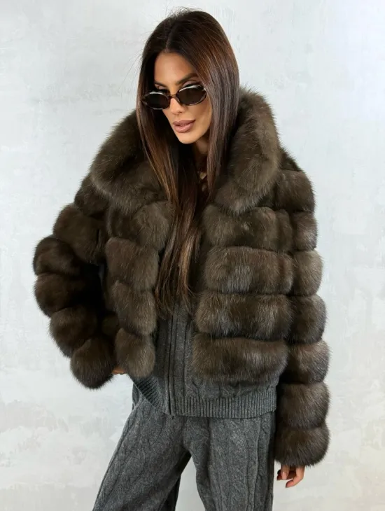 Короткая шуба из баргузинского соболя