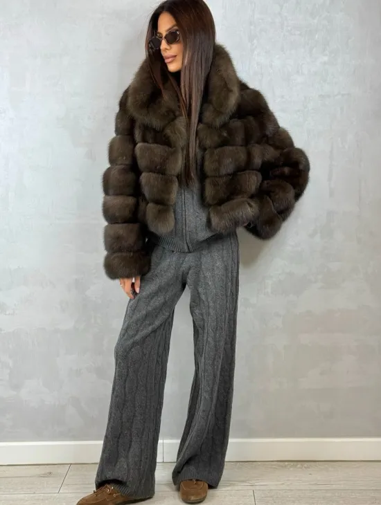 Короткая шуба из баргузинского соболя