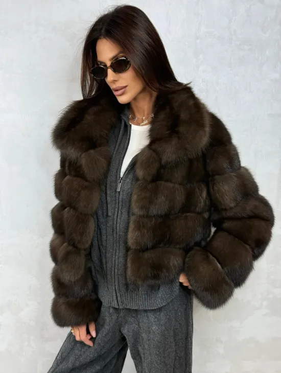 Короткая шуба из баргузинского соболя