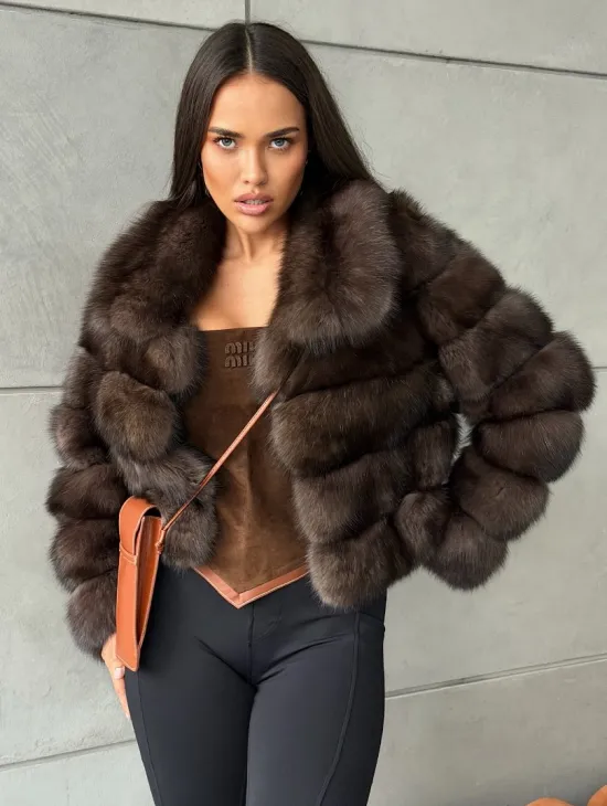 Короткая шуба из баргузинского соболя