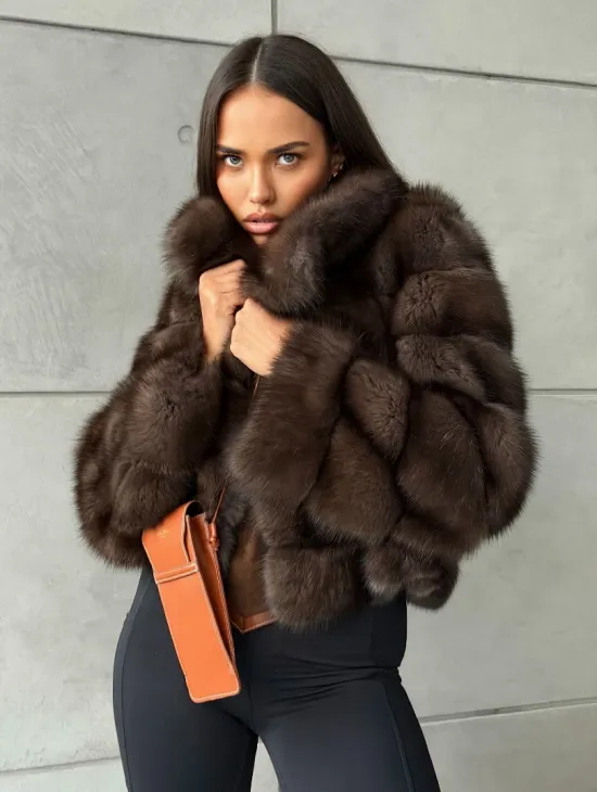 Короткая шуба из баргузинского соболя