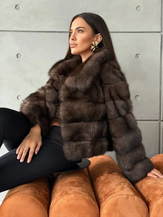 Короткая шуба из баргузинского соболя