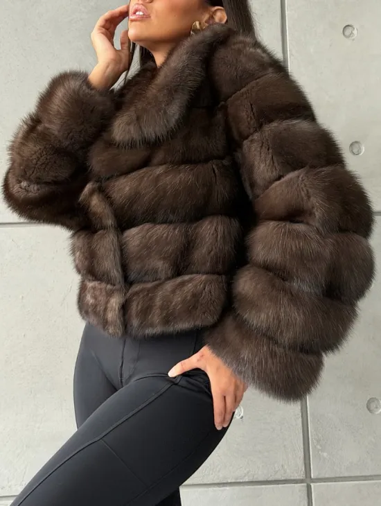 Короткая шуба из баргузинского соболя