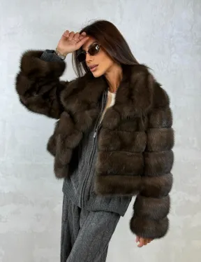 Короткая шуба из баргузинского соболя