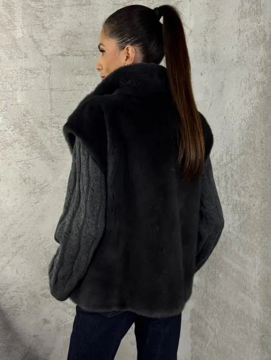 Норковая жилетка - графит