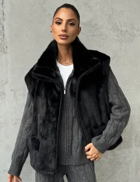 Черная норковая жилетка