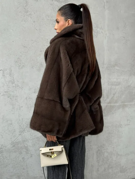 Полушубок норковый с английским воротником - летучка