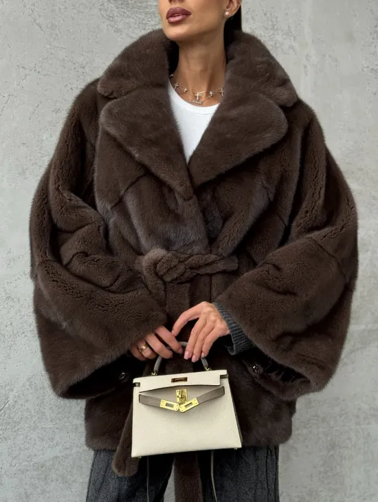 Полушубок норковый с английским воротником - летучка