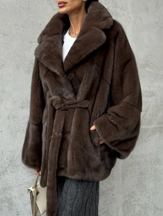 Полушубок норковый с английским воротником - летучка