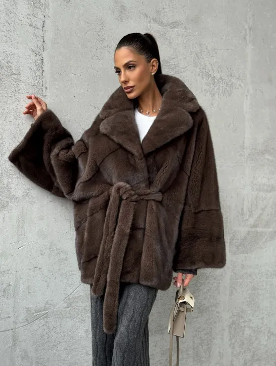 Полушубок норковый с английским воротником - летучка