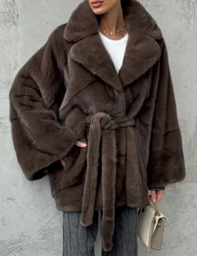 Полушубок норковый с английским воротником - летучка