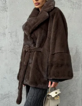 Полушубок норковый с английским воротником - летучка