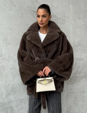 Полушубок норковый с английским воротником - летучка