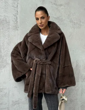 Полушубок норковый с английским воротником - летучка