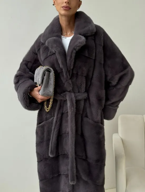 Норковая шуба - графит