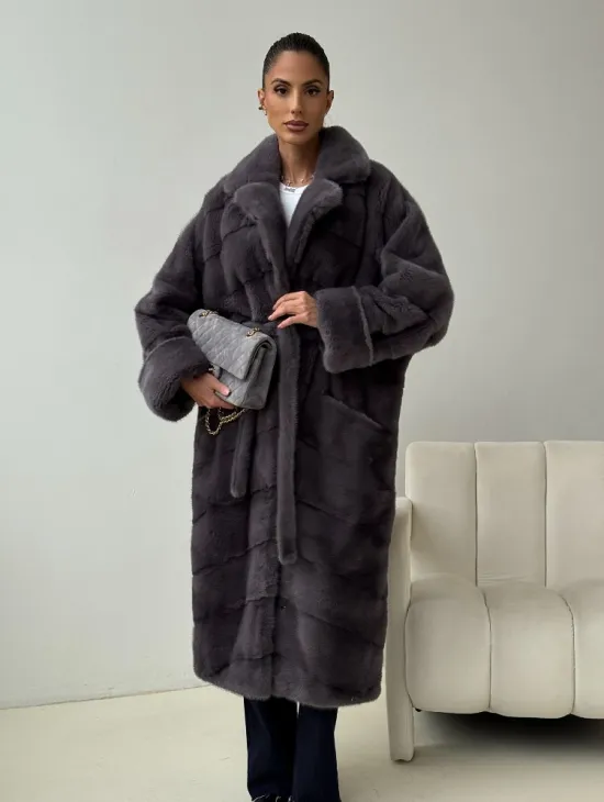 Норковая шуба - графит