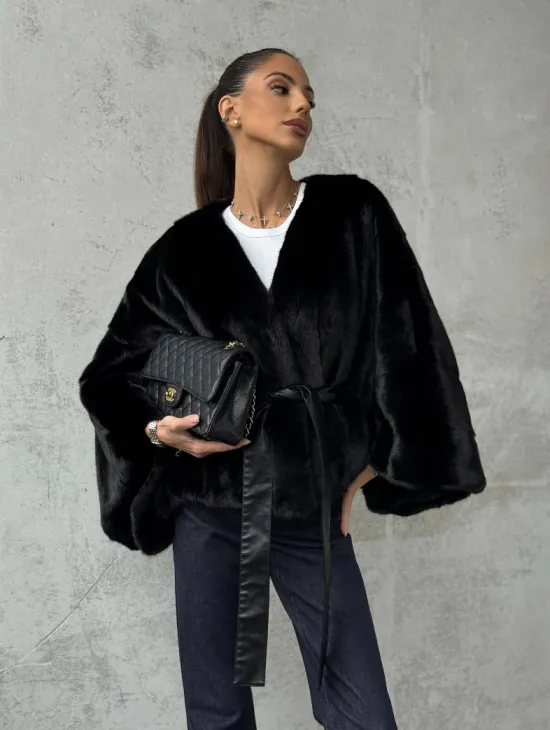 Черная натуральная женская норковая шуба