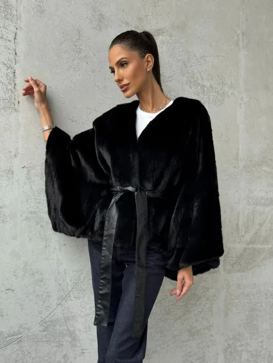 Черная натуральная женская норковая шуба