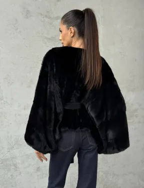 Черная натуральная женская норковая шуба