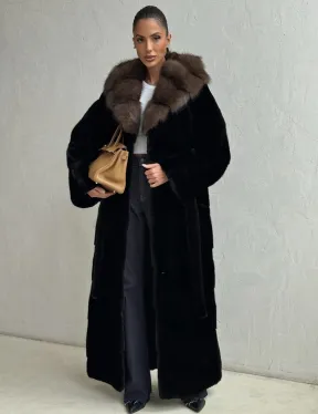 Длинная шуба из аукционного меха норки SAGA FURS