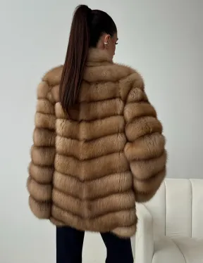 Шуба из куницы - стойка воротник