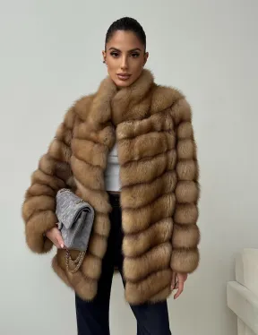 Шуба из куницы - стойка воротник