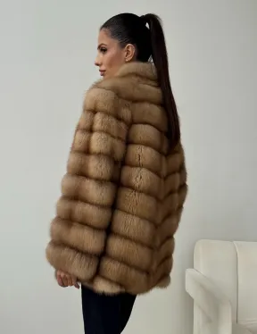 Шуба из куницы - стойка воротник