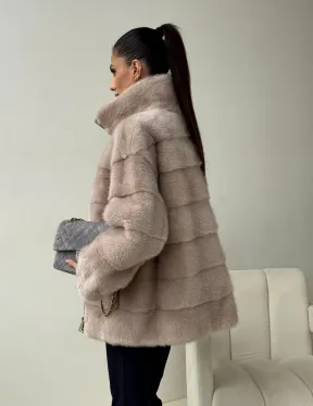 Норковая куртка стойка воротник