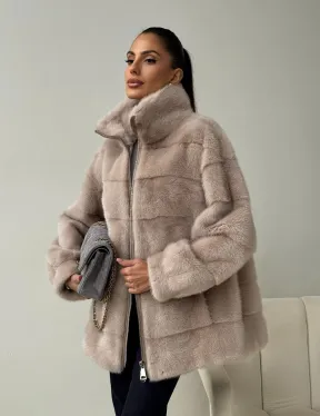 Норковая куртка стойка воротник