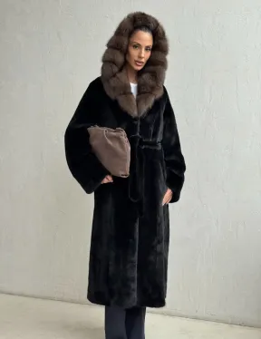 Норка кимоно BLACKGLAMA С капюшоном