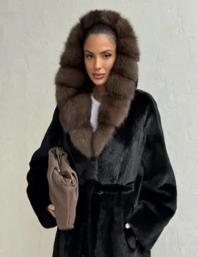 Норка кимоно BLACKGLAMA С капюшоном