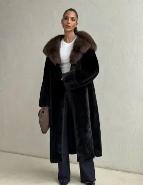 Норка кимоно BLACKGLAMA С капюшоном