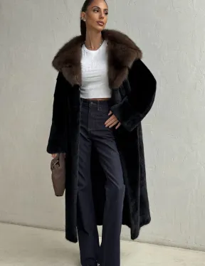 Норка кимоно BLACKGLAMA С капюшоном