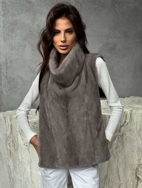 Манишка норковая серая