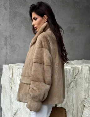 Норковый жакет с английским воротником - пастель