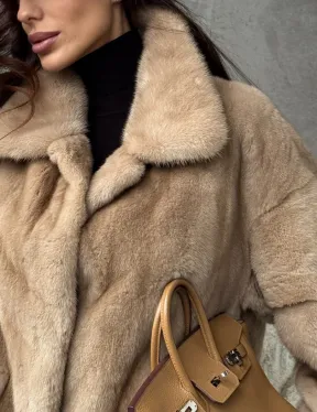 Норковый жакет с английским воротником - пастель