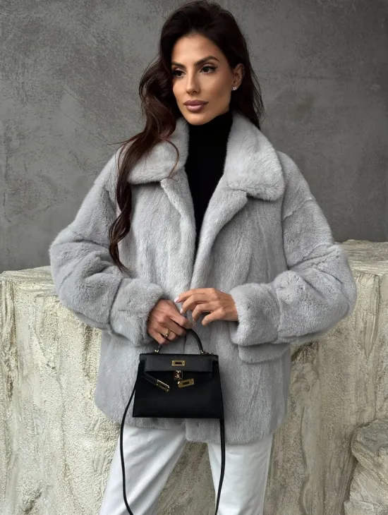 Голубая норковая шуба