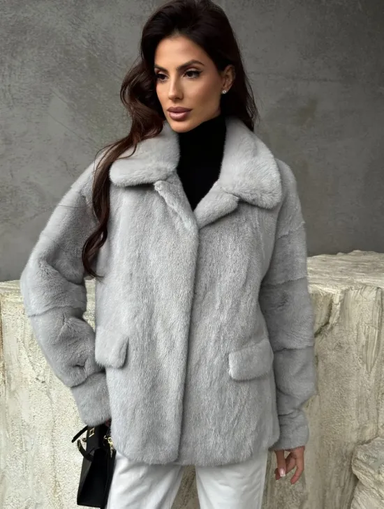 Голубая норковая шуба