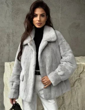 Голубая норковая шуба