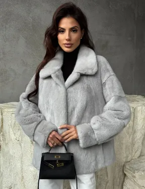 Голубая норковая шуба