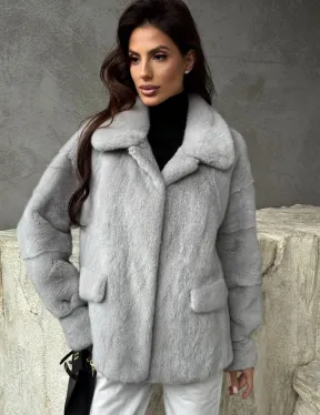 Голубая норковая шуба