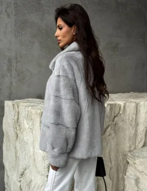 Голубая норковая шуба