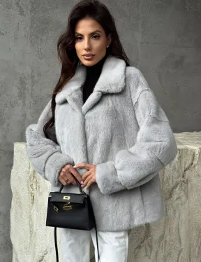 Голубая норковая шуба