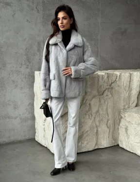 Голубая норковая шуба